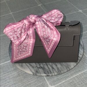Pink Silky Handbag tie or hair tie with paisley design